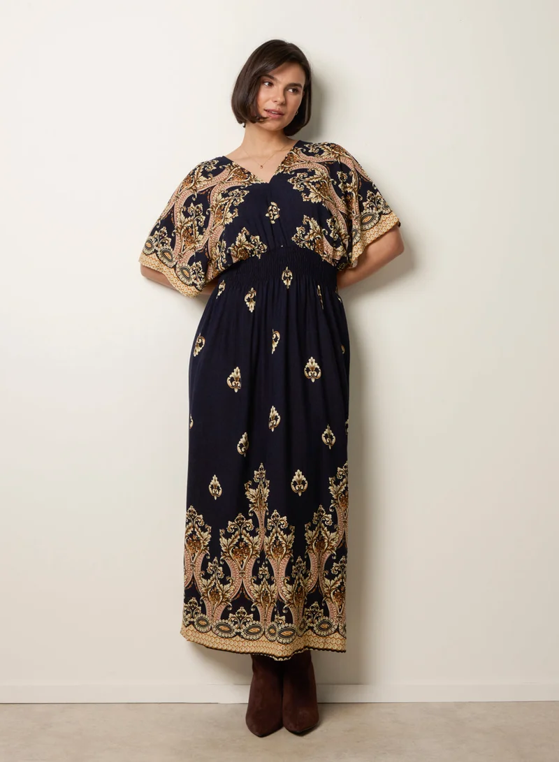 بلو فانيلا Border Print Kimono Dress